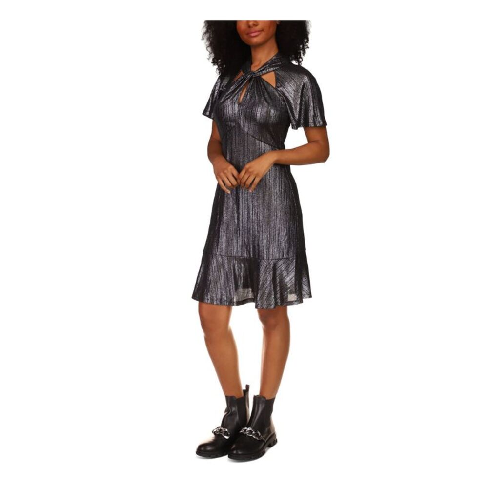 MICHAEL MICHAEL KORS Womens Black Twist Front Flutter Sleeve Dress XXS - Picture 1 of 4
